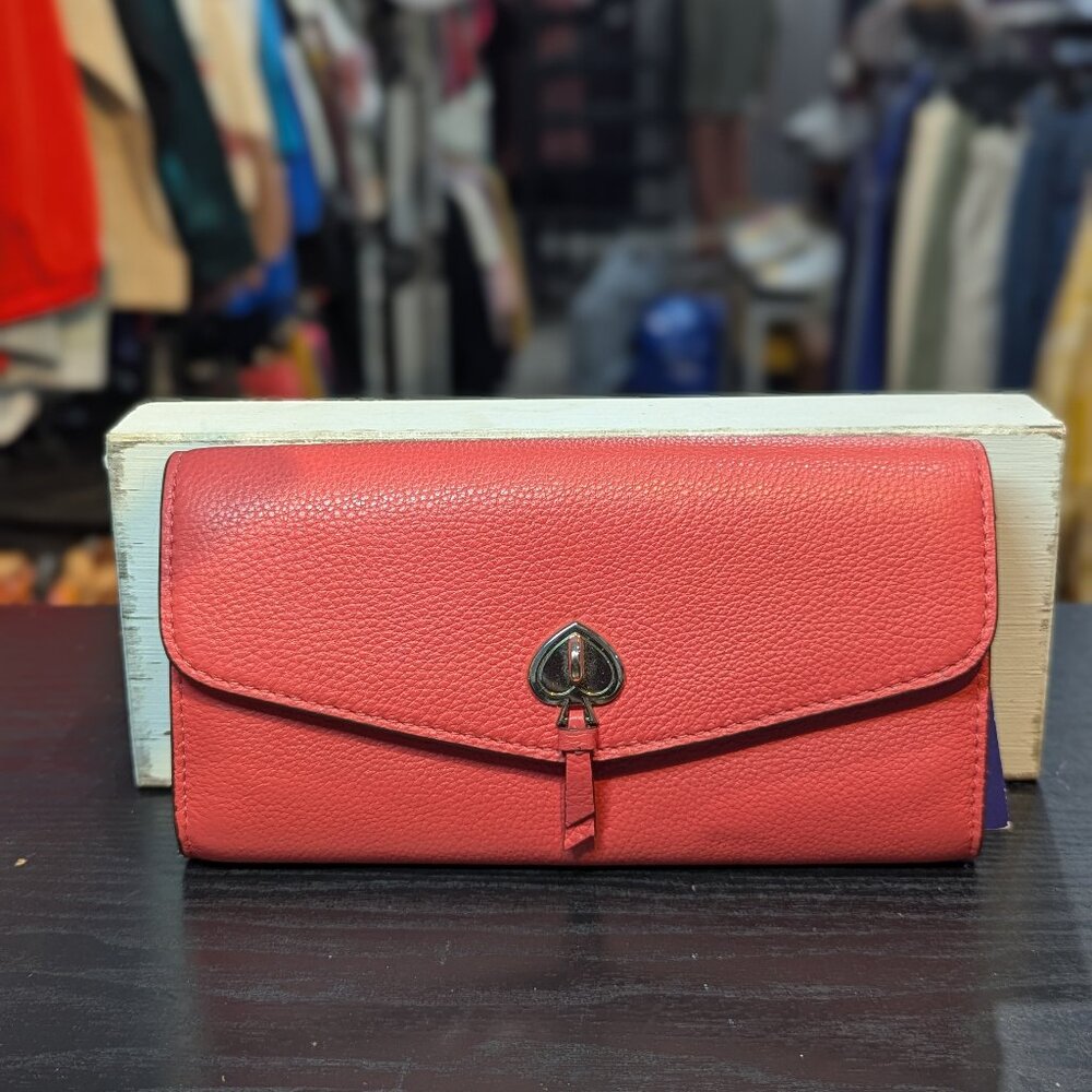 Kate Spade Marti Large Slim Pebbled Leather Flap Wallet